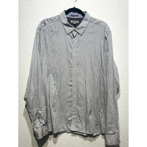 Ted Baker London Shirt Men 7 Black White Geometric Print Cotton Button Up Casual